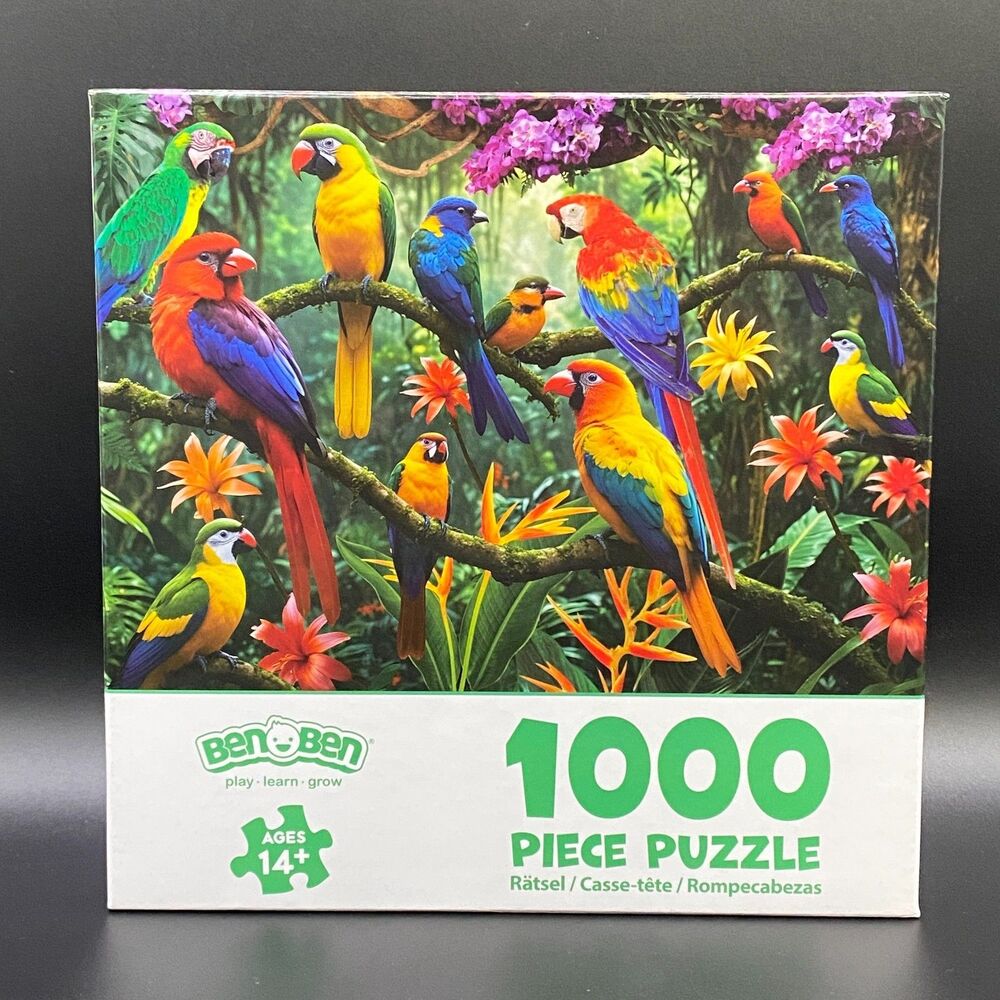 1000 Piece Puzzle Parrots In The Jungle
